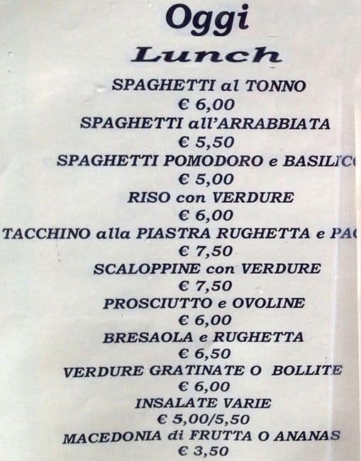 Panificio Pasticceria PALOMBI menu