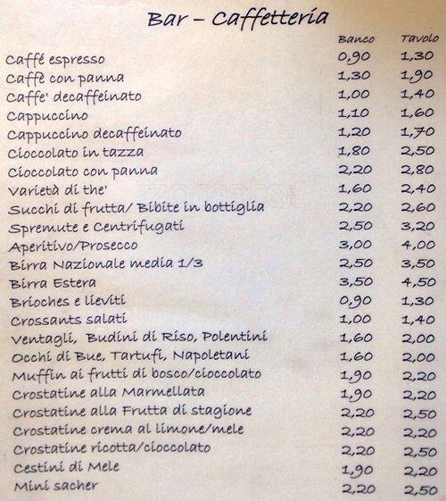 Panificio Pasticceria PALOMBI menu
