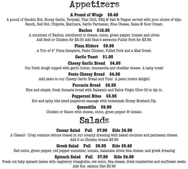 Stan's Pizza Joint Menu, Menu for Stan's Pizza Joint, North Burnaby