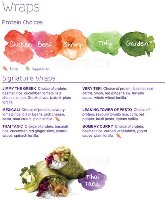WrapZone Menu, Menu for WrapZone, Central Lonsdale, North Vancouver
