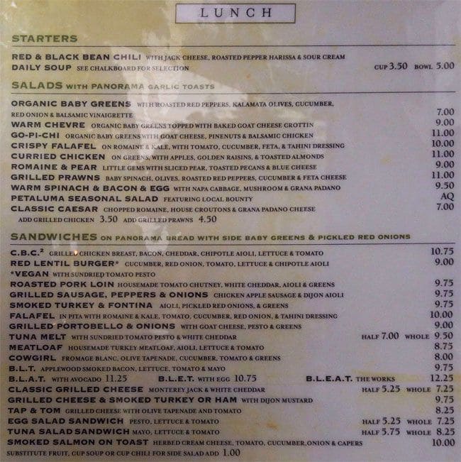 Tea Room Cafe menu, Menu restauracji Tea Room Cafe, Petaluma, Petaluma