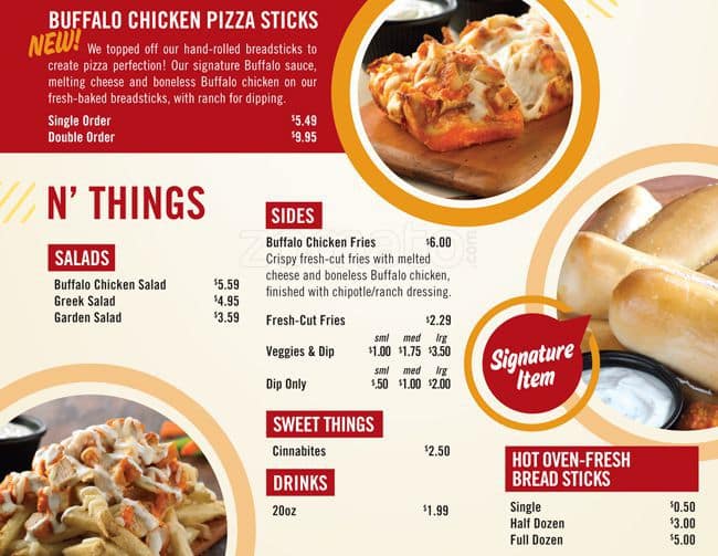 chicken and things menu