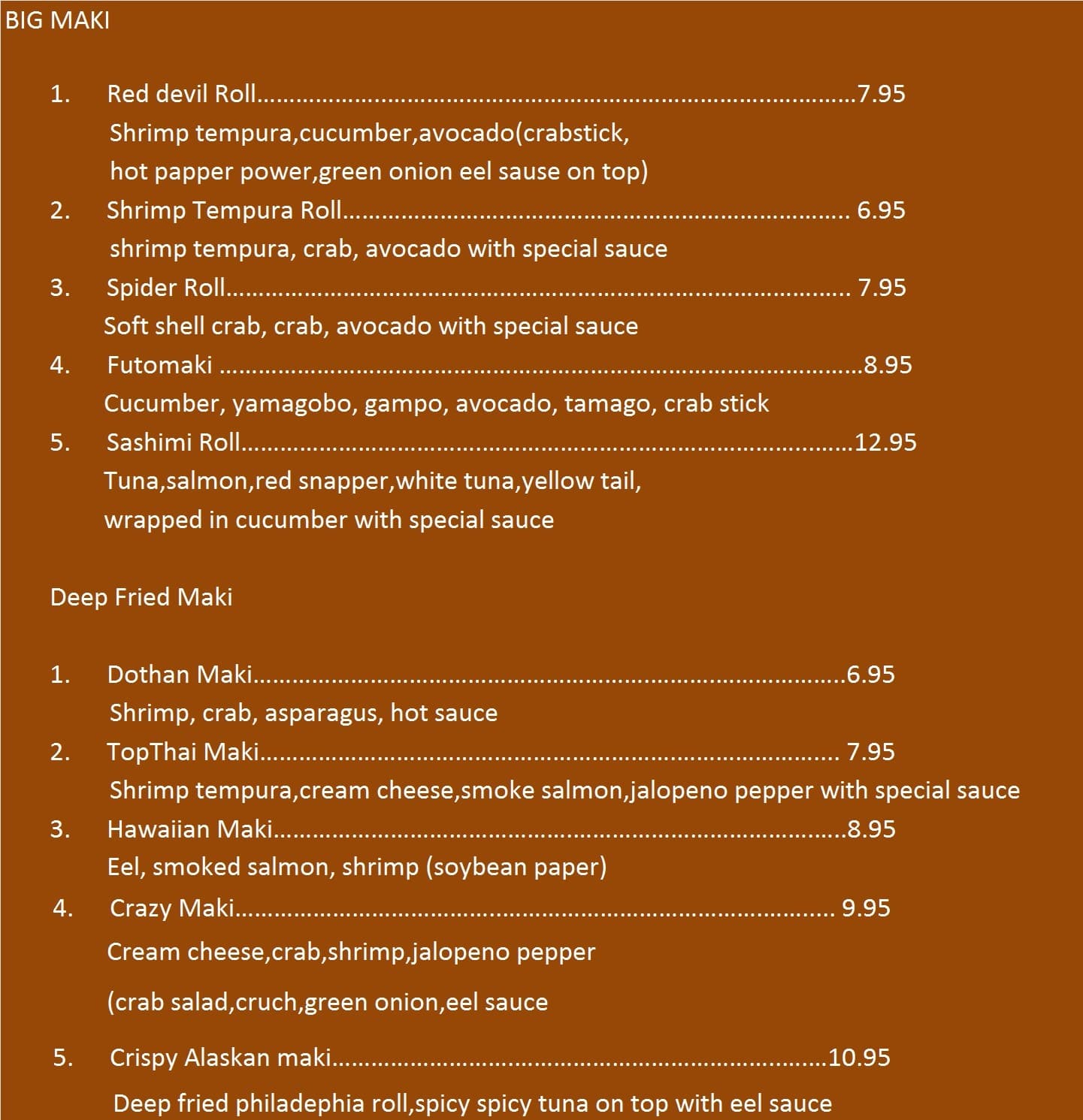 Top Thai Restaurant Menu