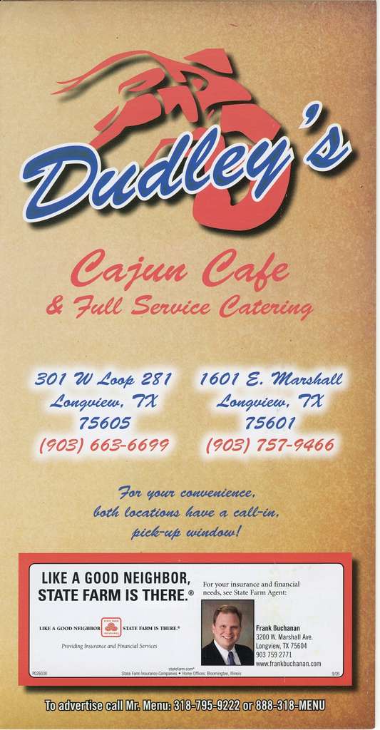 Dudley's Cajun Cafe Menu, Menu for Dudley's Cajun Cafe, Longview