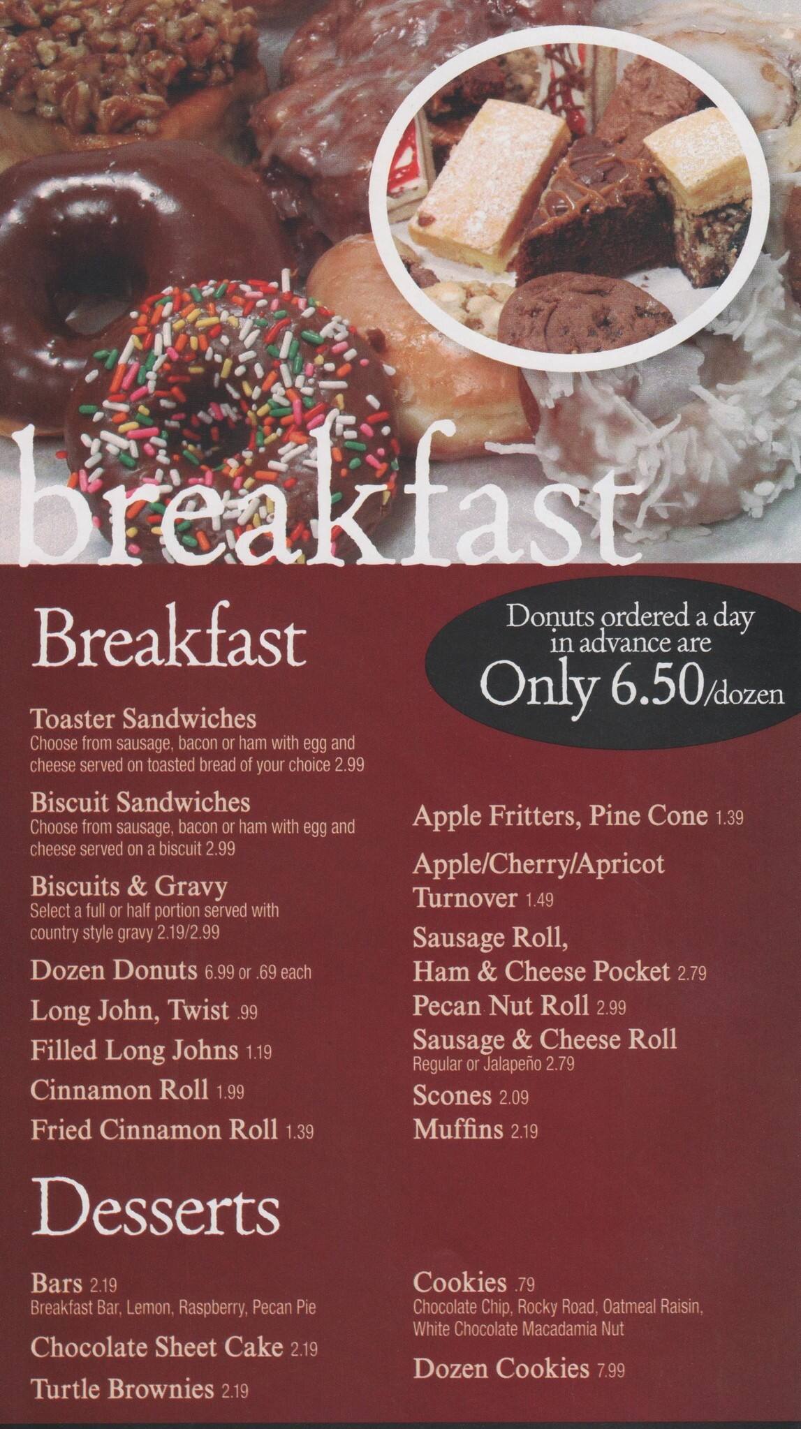 Menu at Red Rock Bakery & Deli, Stillwater, 910 N Boomer Rd