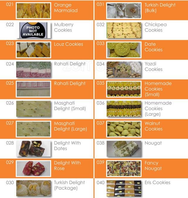 Tavazo menu