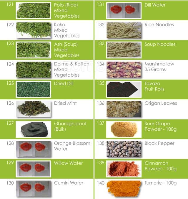 Tavazo menu