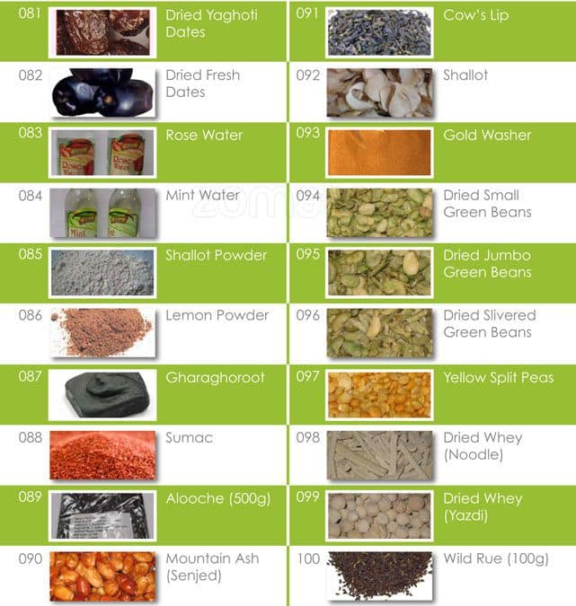 Tavazo menu