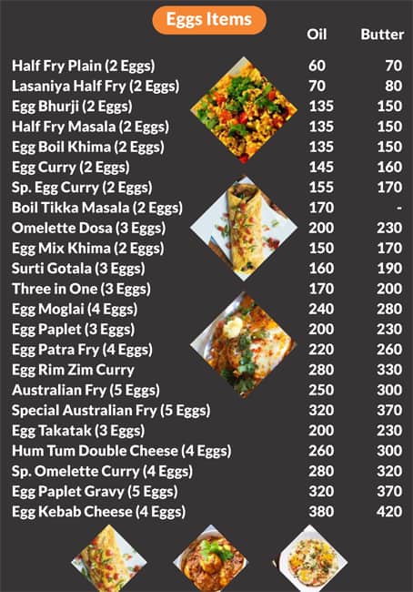 Eggs Point menu