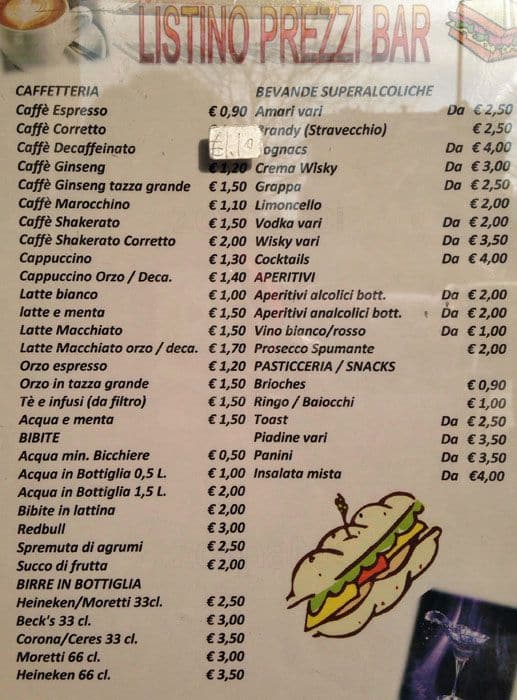 Menu di Angel Bar 