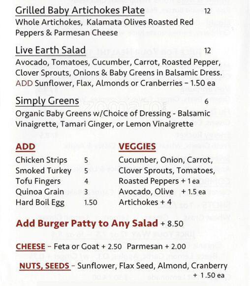 Menu at Siggy's restaurant, New York City, 292 Elizabeth St