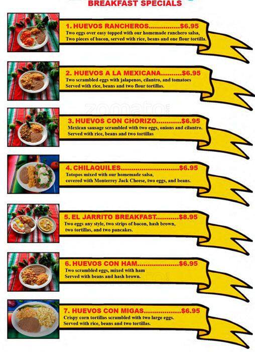 Menu of El Jarrito Mexican, Katy, Houston