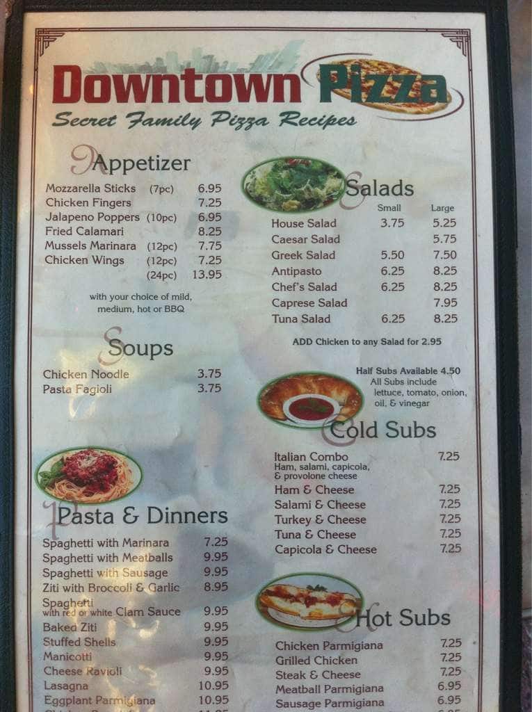Downtown Pizza Menu, Menu for Downtown Pizza, Lake Worth, Miami