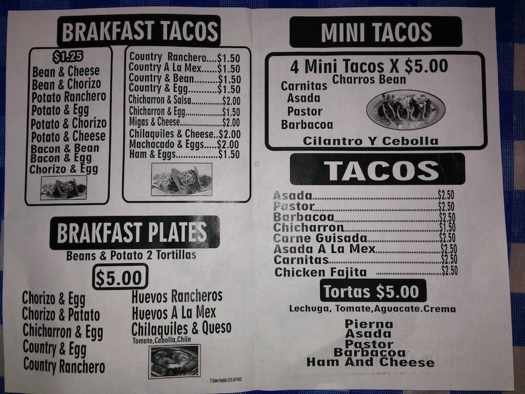 Taqueria Lupita Menu, Menu for Taqueria Lupita, East Side, San Antonio