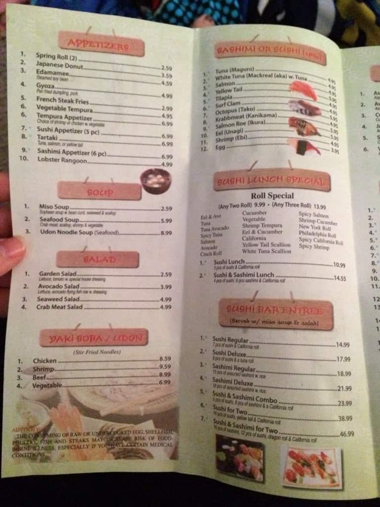 Yamato Steak House of Japan Menu - Urbanspoon/Zomato