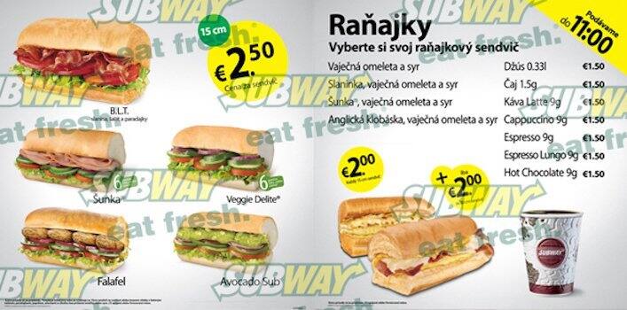 Subway menu