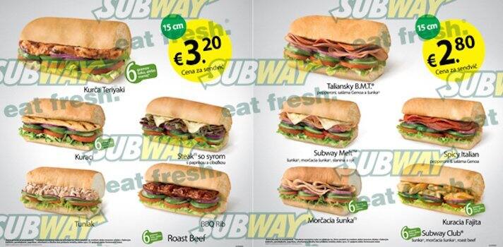 Subway menu