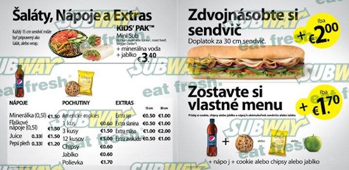 Subway menu