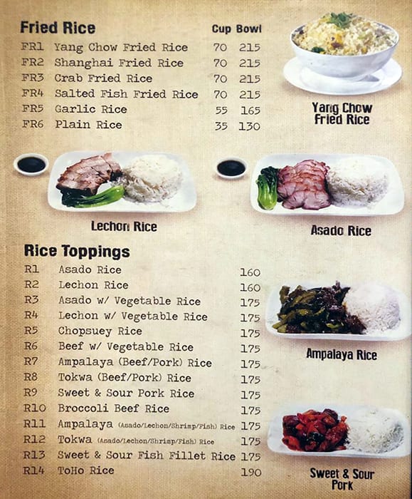 Menu at Toho Antigua Festival Mall Alabang restaurant, Muntinlupa