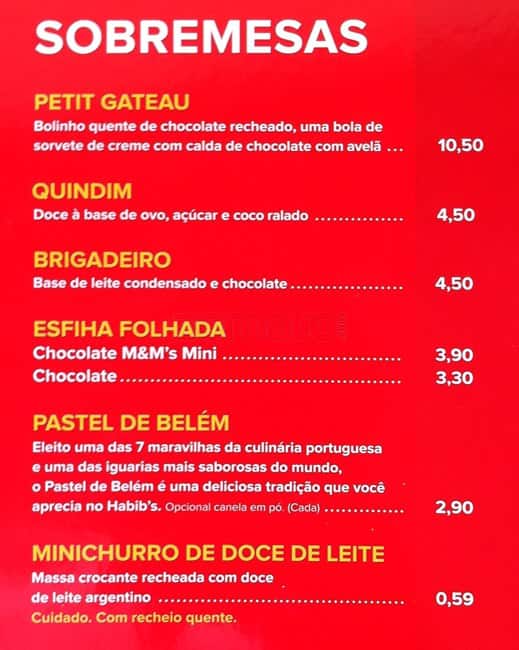 Habib's Taguatinga Shopping cardápio