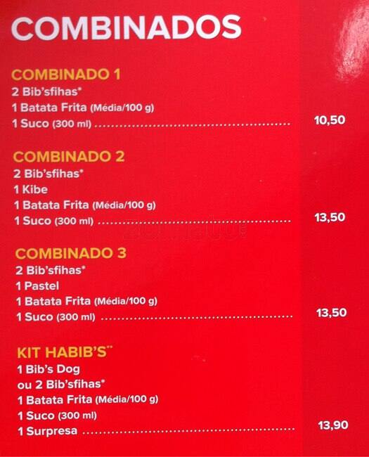 Habib's Taguatinga Shopping cardápio