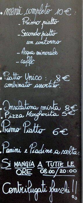 Menu di Lunico Milano 