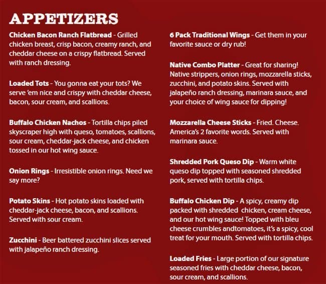 Native Grill & Wings Menu, Menu for Native Grill & Wings, Ahwatukee ...