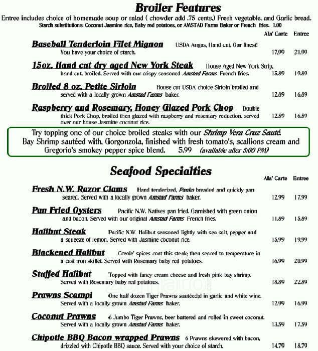 Menu at Clancy's pub & bar, Sherwood