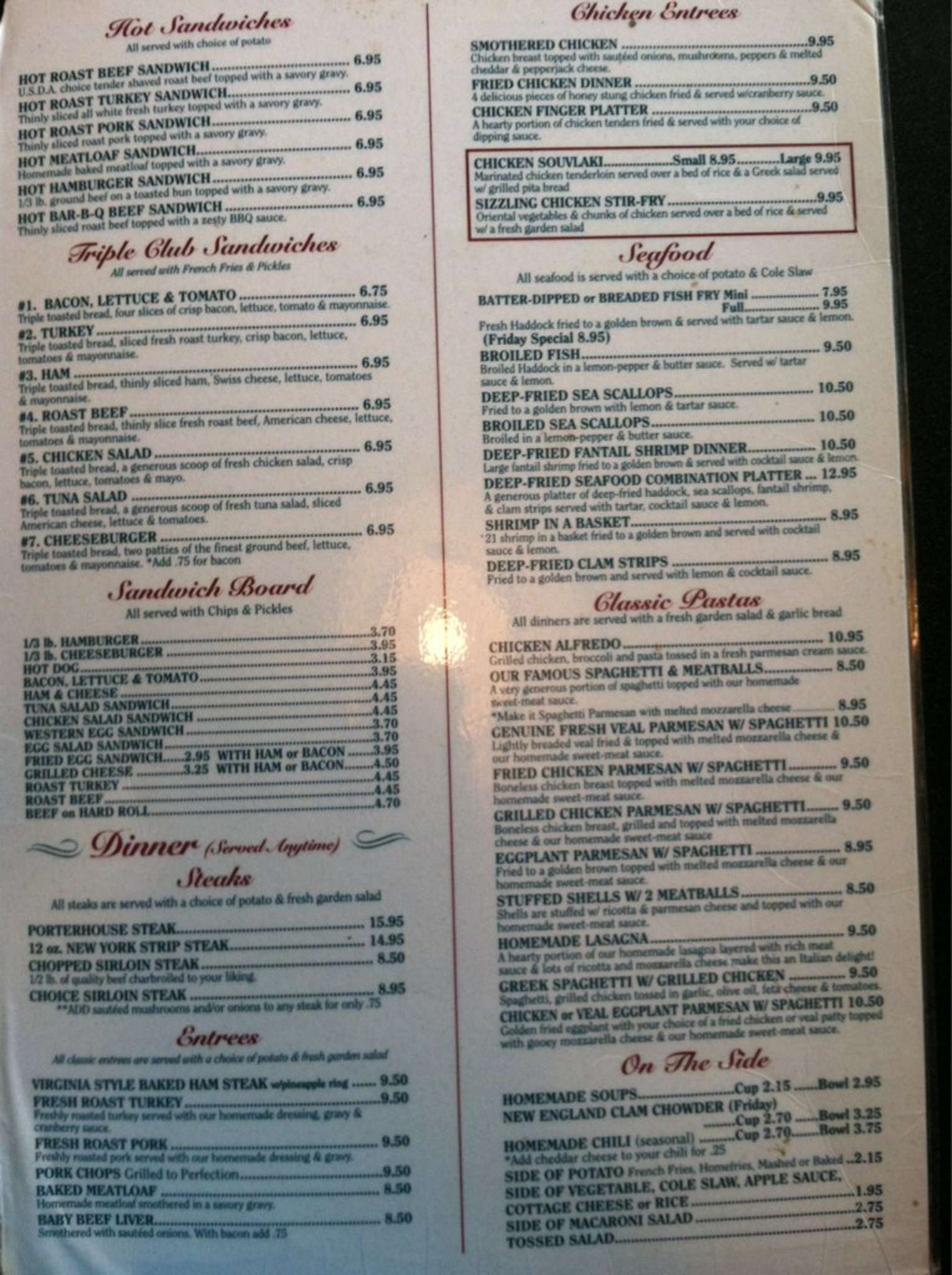 Menu at Brockport Diner cafe, Brockport
