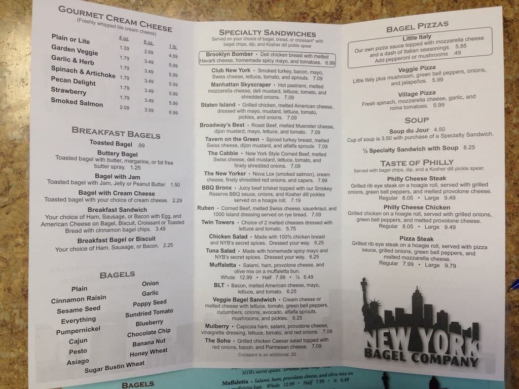 New York Bagel menu, Menu restauracji New York Bagel, Essen/Bluebonnet ...