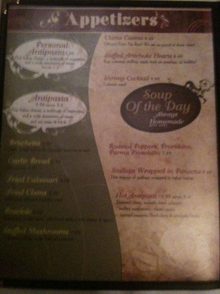 Villa Valenti Restaurant Menu, Menu for Villa Valenti Restaurant