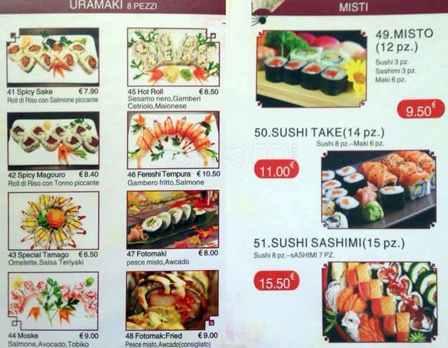 Menu di Citta' del Cielo 