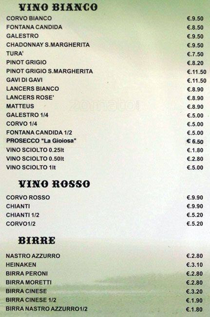 Menu di Citta' del Cielo 