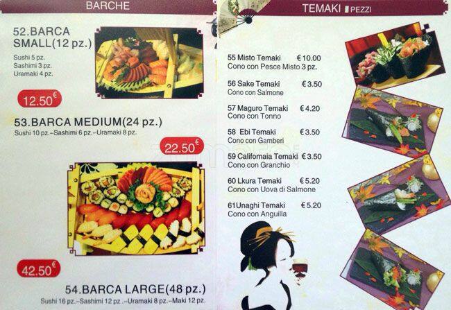 Menu di Citta' del Cielo 