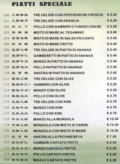Menu di Citta' del Cielo 
