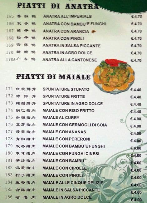 Menu di Citta' del Cielo 