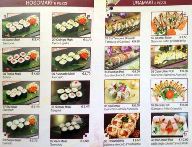 Menu di Citta' del Cielo 