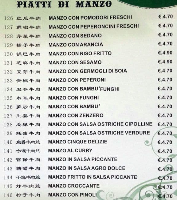 Menu di Citta' del Cielo 