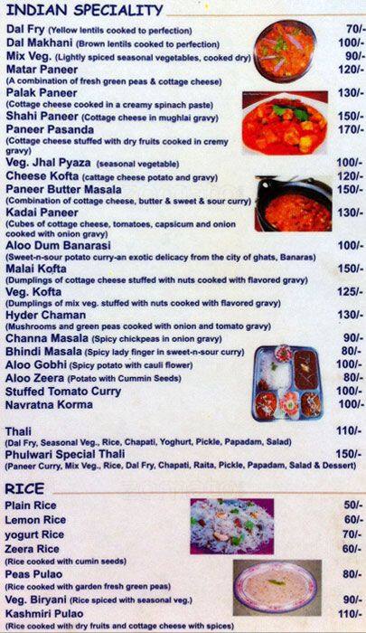 Phulwari Restaurant & Sami Cafe menu