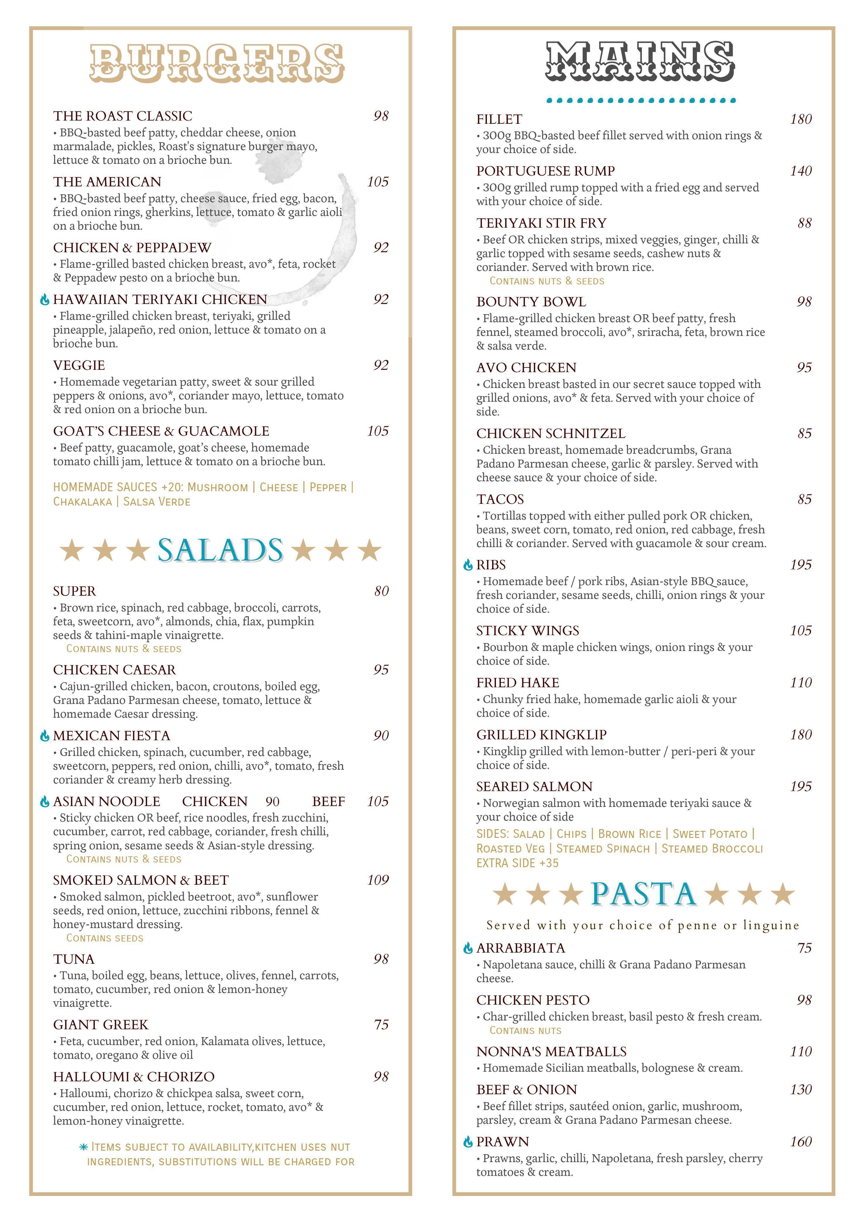 Roast Cafe Menu, Menu for Roast Cafe, Melrose Arch, Sandton - Zomato SA