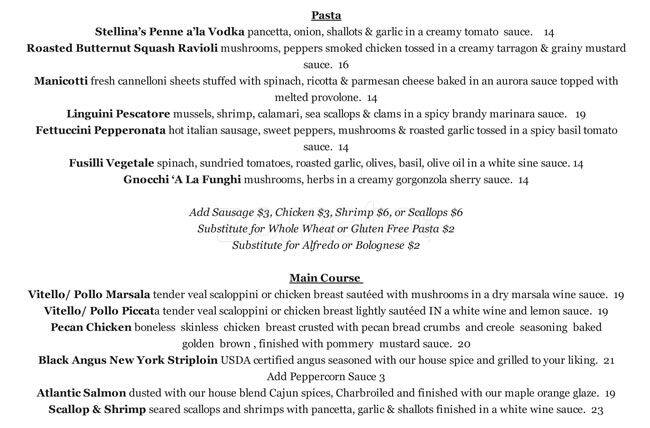 Trio Ristorante menu