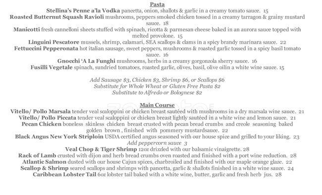 Trio Ristorante menu