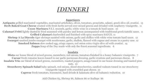 Trio Ristorante menu