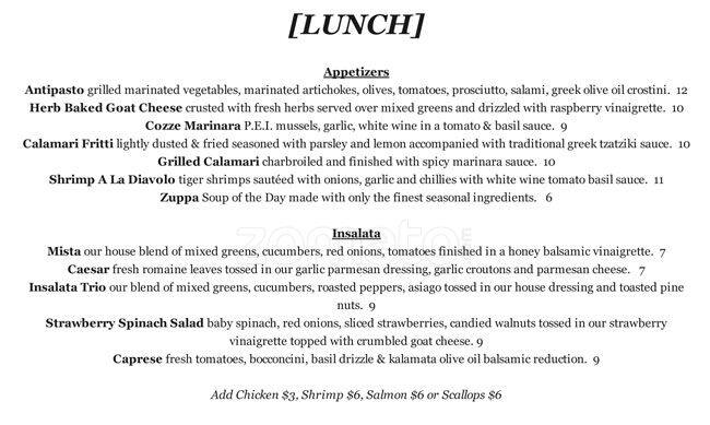 Trio Ristorante menu