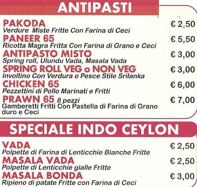 Menu di Indo Ceylon 