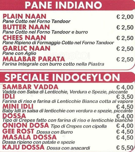 Menu di Indo Ceylon 