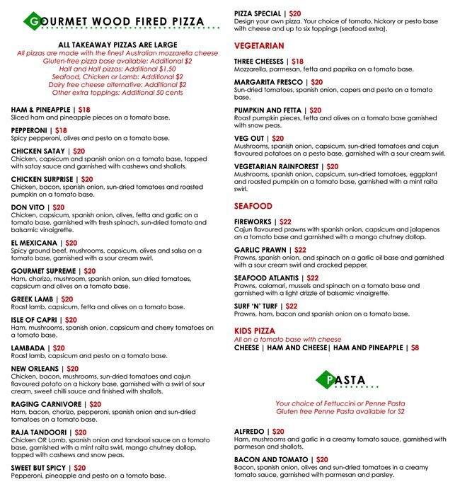 Tomato Brothers Menu, Menu v reštaurácii Tomato Brothers, Windsor