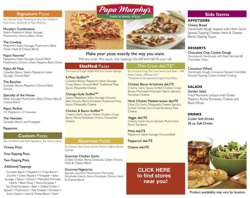 Menu At Papa Murphys Pizzeria Tulsa E 51st St