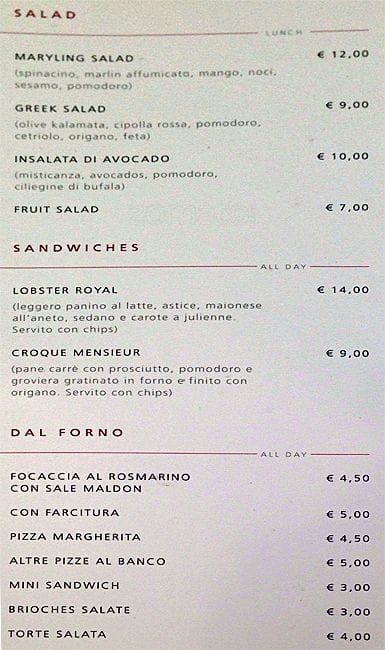 Menu di Caffè Maryling 