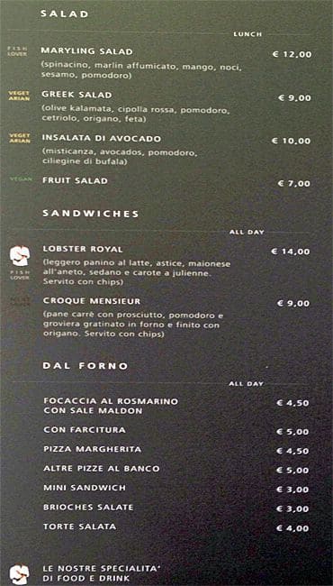 Menu di Caffè Maryling 